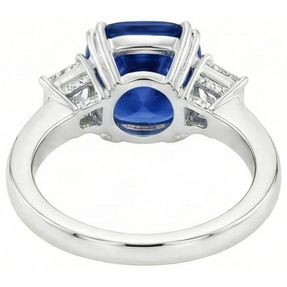 Sri Lankan Blue Sapphire Asscher Natural Earth Mined Diamond Ring 2 Ct. WG 14K