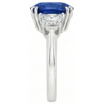 Sri Lankan Blue Sapphire Asscher Natural Earth Mined Diamond Ring 2 Ct. WG 14K