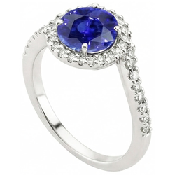 Natural Sapphire Ring 2.50ct - White Gold 14K