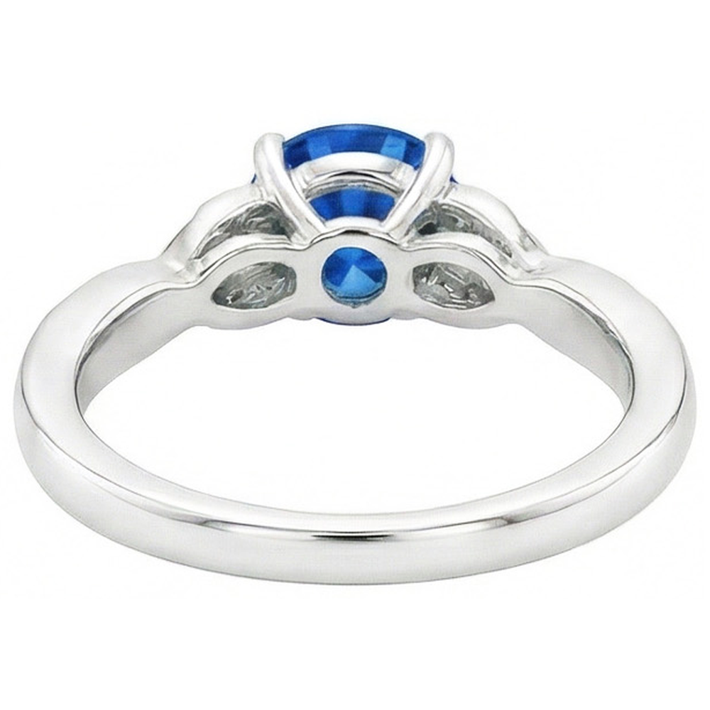 Sri Lankan Sapphire And Natural Earth Mined Diamonds 2.90 Carats Ring White Gold 14K
