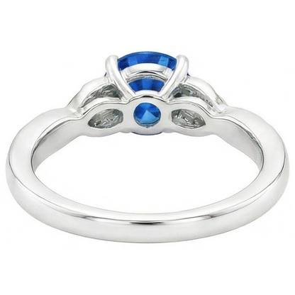 Sri Lankan Sapphire And Natural Earth Mined Diamonds 2.90 Carats Ring White Gold 14K