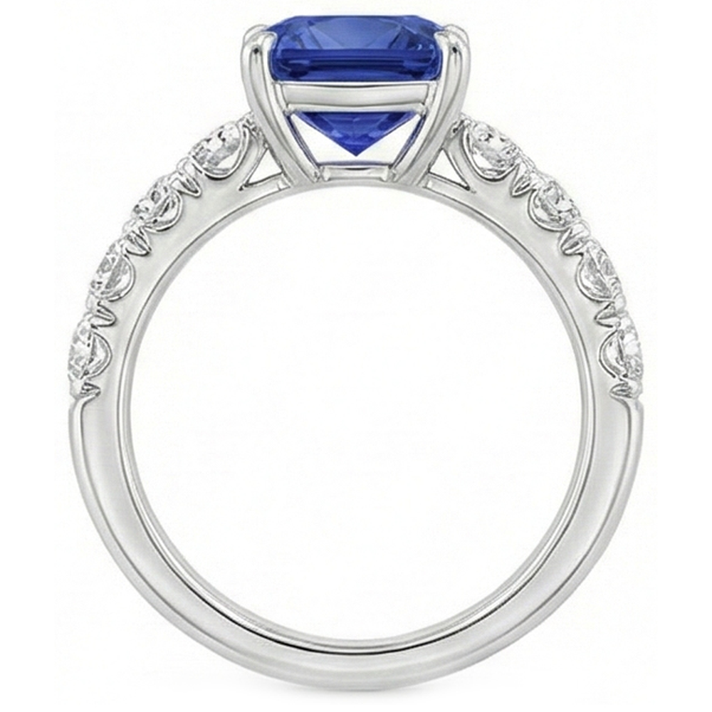 Natural Real ( Not Lab Grown )  Sri Lankan Sapphire Cushion Cut With Accents 3.25 Carats Jewelry