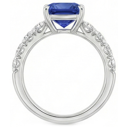 Natural Real ( Not Lab Grown )  Sri Lankan Sapphire Cushion Cut With Accents 3.25 Carats Jewelry