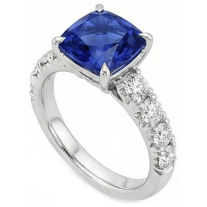 Natural Real ( Not Lab Grown )  Sri Lankan Sapphire Cushion Cut With Accents 3.25 Carats Jewelry