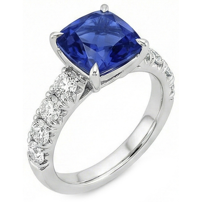 Natural Real ( Not Lab Grown )  Sri Lankan Sapphire Cushion Cut With Accents 3.25 Carats Jewelry