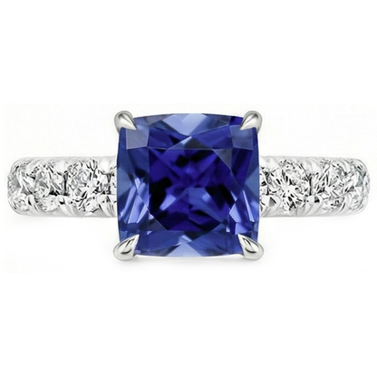 Natural Real ( Not Lab Grown )  Sri Lankan Sapphire Cushion Cut With Accents 3.25 Carats Jewelry