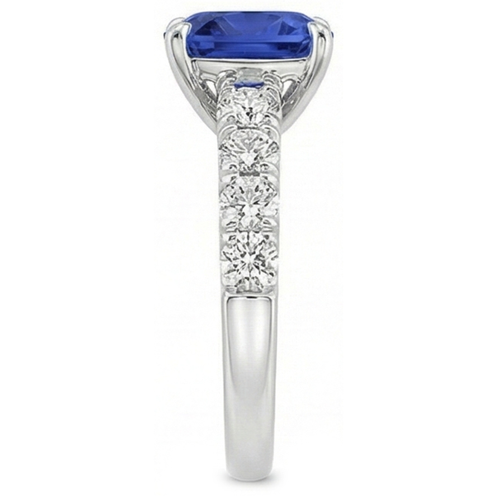 Natural Real ( Not Lab Grown )  Sri Lankan Sapphire Cushion Cut With Accents 3.25 Carats Jewelry