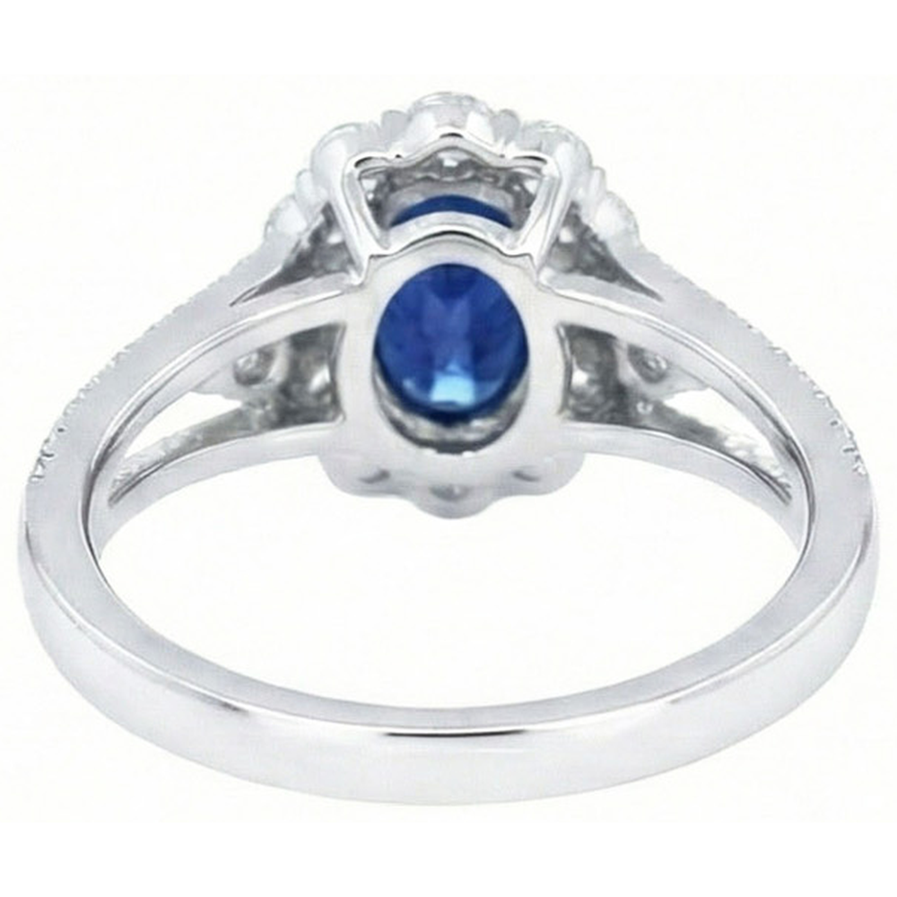 Sri Lankan Sapphire Natural Earth Mined Diamond Ring 2.05 Carats White Gold 14K Jewelry