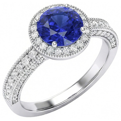Sri Lankan Sapphire Natural Earth Mined Diamond Ring White Gold 3.05 Carats Vintage Style