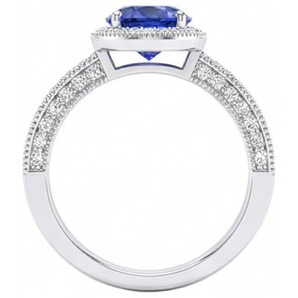 Sri Lankan Sapphire Natural Earth Mined Diamond Ring White Gold 3.05 Carats Vintage Style