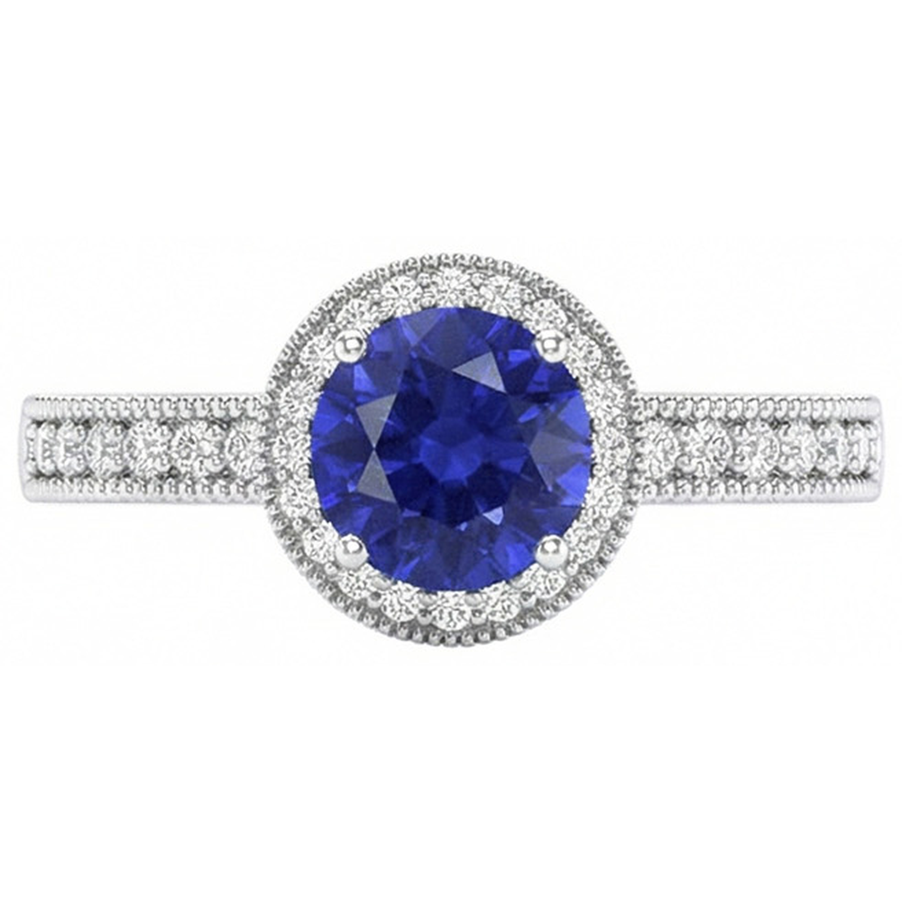 Sri Lankan Sapphire Natural Earth Mined Diamond Ring White Gold 3.05 Carats Vintage Style