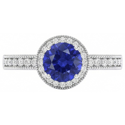 Sri Lankan Sapphire Natural Earth Mined Diamond Ring White Gold 3.05 Carats Vintage Style