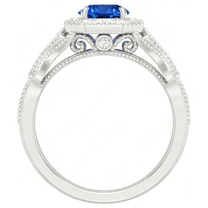 Sri Lankan Sapphire Natural Earth Mined Diamonds 2 Ct Anniversary Ring White Gold 14K New