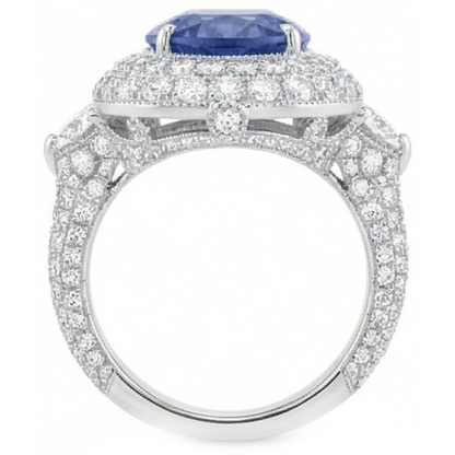 Sri Lankan Sapphire Natural Earth Mined Diamonds 6 Carat Wedding Anniversary Ring