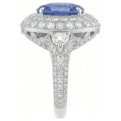 Sri Lankan Sapphire Natural Earth Mined Diamonds 6 Carat Wedding Anniversary Ring