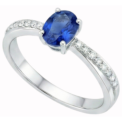 Sri Lankan Sapphire Oval Cut With Round Natural Earth Mined Diamonds Ring 2.30 Ct
