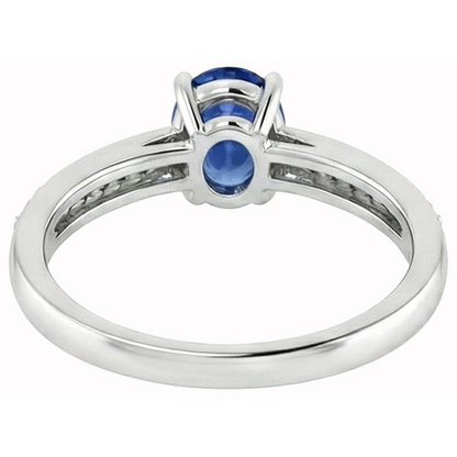 Sri Lankan Sapphire Oval Cut With Round Natural Earth Mined Diamonds Ring 2.30 Ct