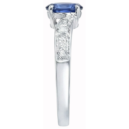 Sri Lankan Sapphire Oval Natural Earth Mined Diamond Promise Ring White Gold 14K