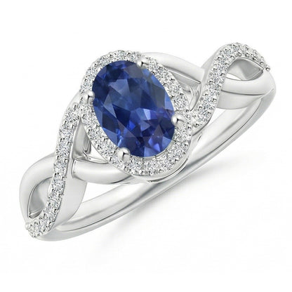 Sri Lankan Sapphire Ring White Gold Round Natural Earth Mined Diamond Jewelry 1.85 Carats
