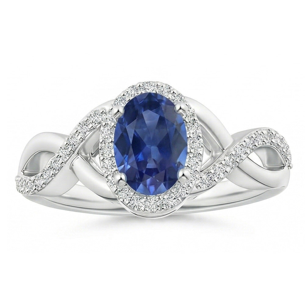 Sri Lankan Sapphire Ring White Gold Round Natural Earth Mined Diamond Jewelry 1.85 Carats