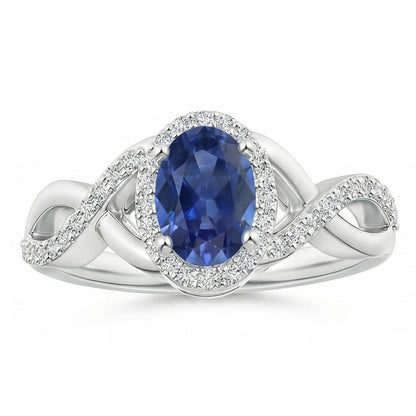 Sri Lankan Sapphire Ring White Gold Round Natural Earth Mined Diamond Jewelry 1.85 Carats