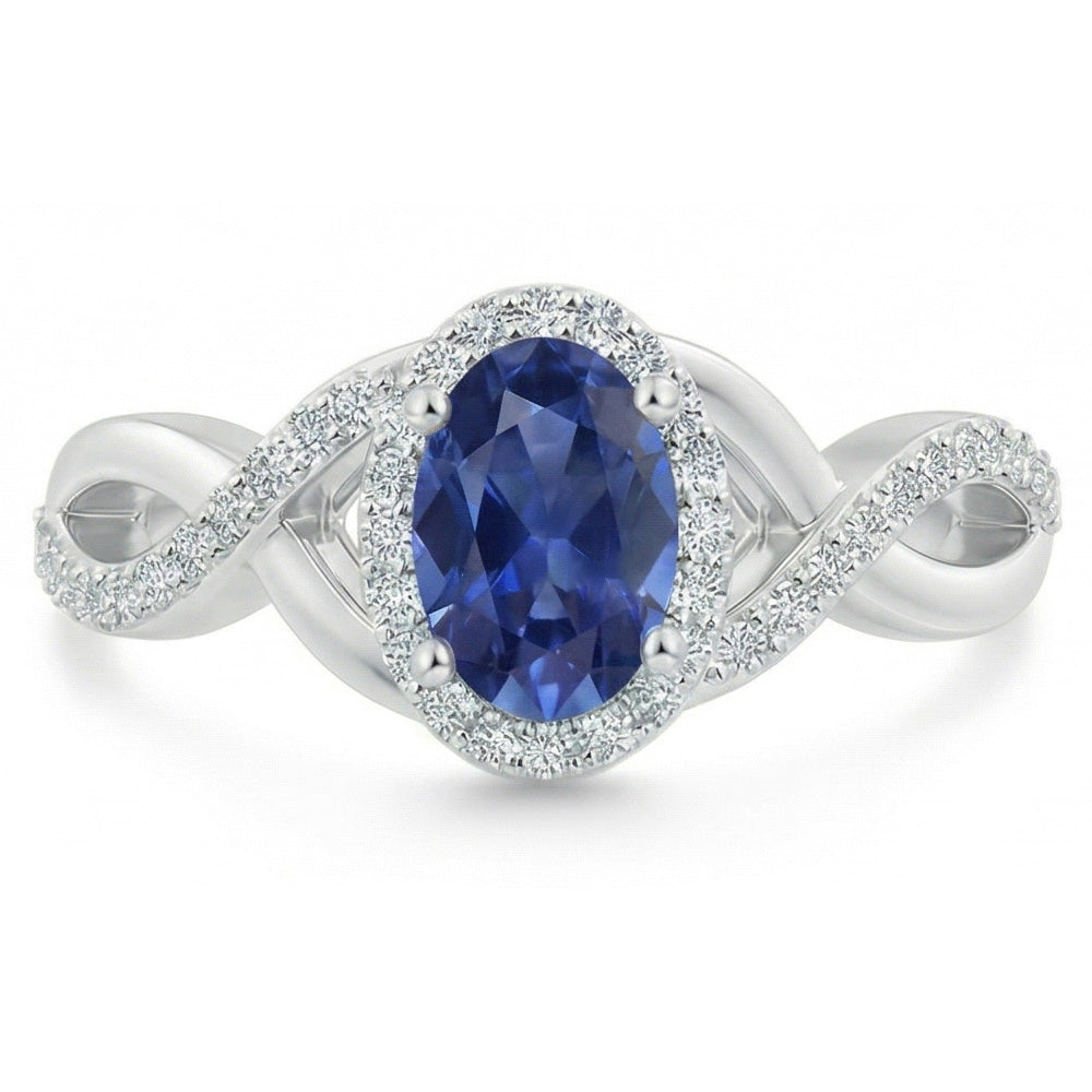 Sri Lankan Sapphire Ring White Gold Round Natural Earth Mined Diamond Jewelry 1.85 Carats