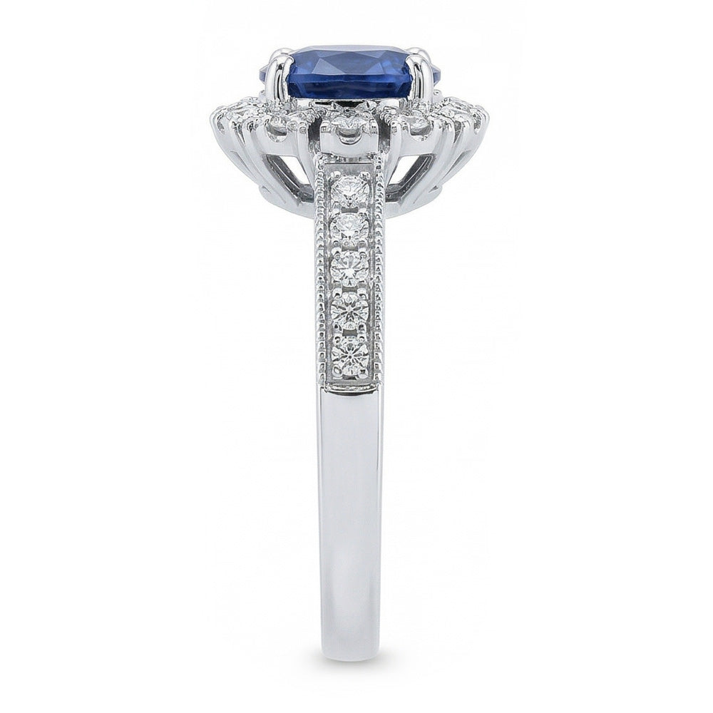 Sri Lankan Sapphire Round Cut Natural Earth Mined Diamond Wedding Ring 3.20 Carats Jewelry