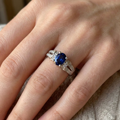 Sri Lanka Gems Ring With Natural Earth Mined Diamonds