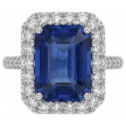 Sri Lanka Sapphire Natural Earth Mined Diamonds 4.30 Carats Wedding Ring 14K Gold White