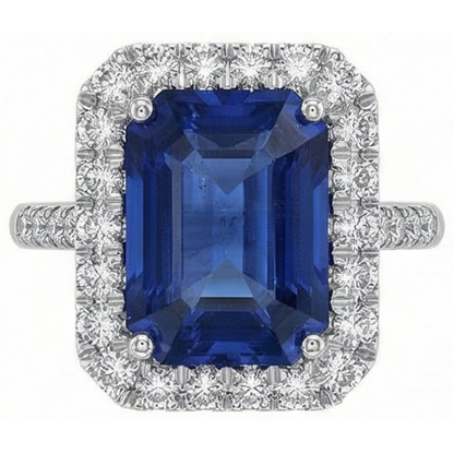 Sri Lanka Sapphire Natural Earth Mined Diamonds 4.30 Carats Wedding Ring 14K Gold White