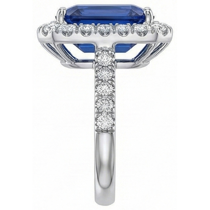 Sri Lanka Sapphire Natural Earth Mined Diamonds 4.30 Carats Wedding Ring 14K Gold White