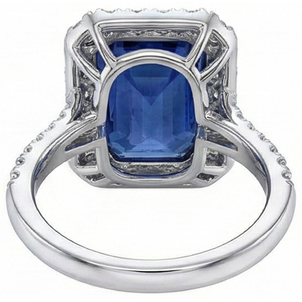 Sri Lanka Sapphire Natural Earth Mined Diamonds 4.30 Carats Wedding Ring 14K Gold White