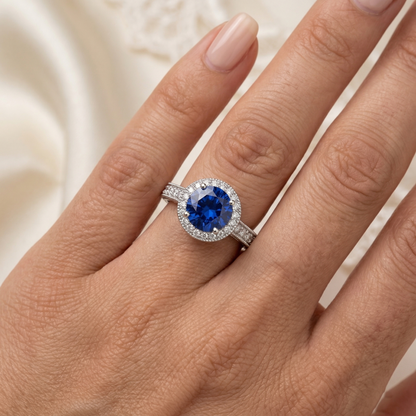 Sri Lankan Sapphire Natural Earth Mined Diamond Ring White Gold 3.05 Carats Vintage Style
