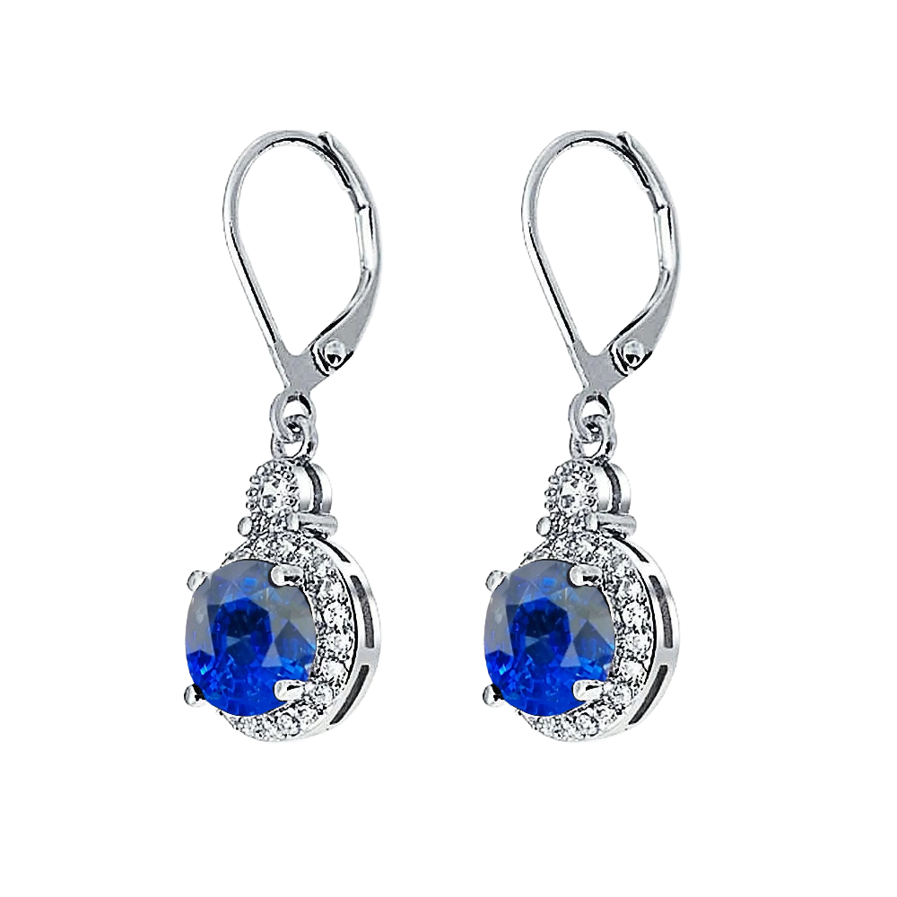 Sri Lanka Sapphire And Natural Earth Mined Diamond Dangle Earring 2.70 Ct White Gold