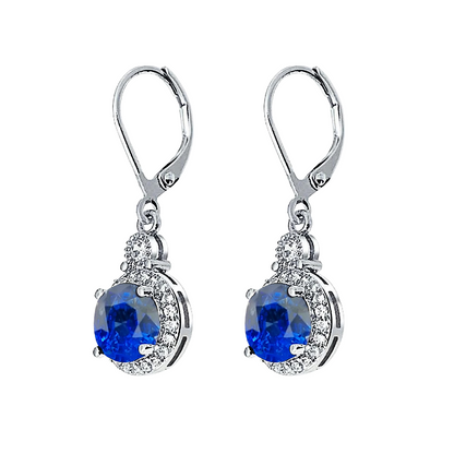 Sri Lanka Sapphire And Natural Earth Mined Diamond Dangle Earring 2.70 Ct White Gold