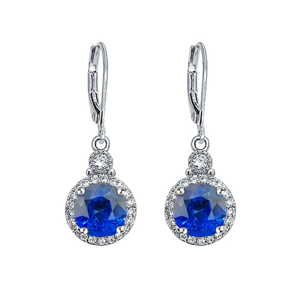 Sri Lanka Sapphire And Natural Earth Mined Diamond Dangle Earring 2.70 Ct White Gold