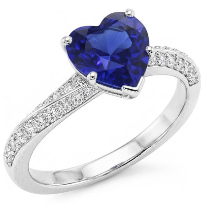 Srilanka Sapphire Gemstone Ring Heart Cut 2.50 Carats Natural Earth Mined Diamond Jewelry