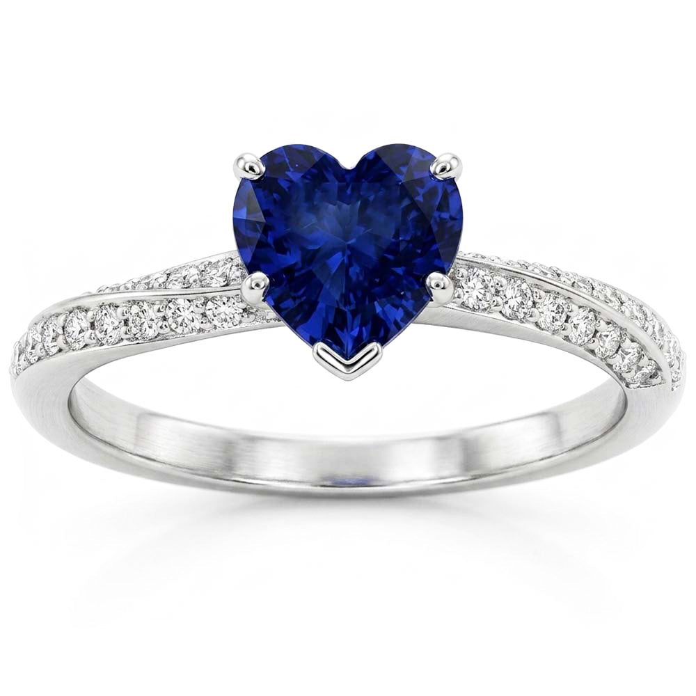 Srilanka Sapphire Gemstone Ring Heart Cut 2.50 Carats Natural Earth Mined Diamond Jewelry