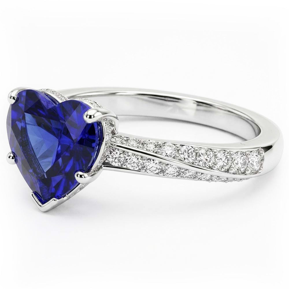 Srilanka Sapphire Gemstone Ring Heart Cut 2.50 Carats Natural Earth Mined Diamond Jewelry