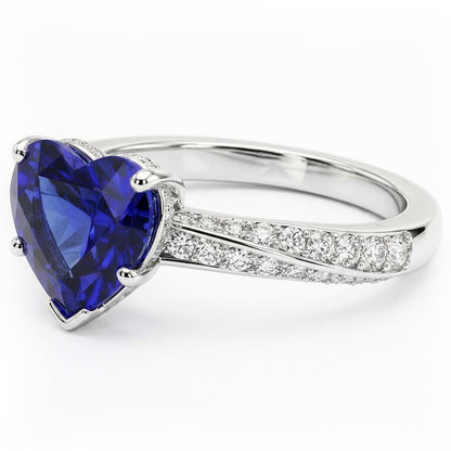 Srilanka Sapphire Gemstone Ring Heart Cut 2.50 Carats Natural Earth Mined Diamond Jewelry