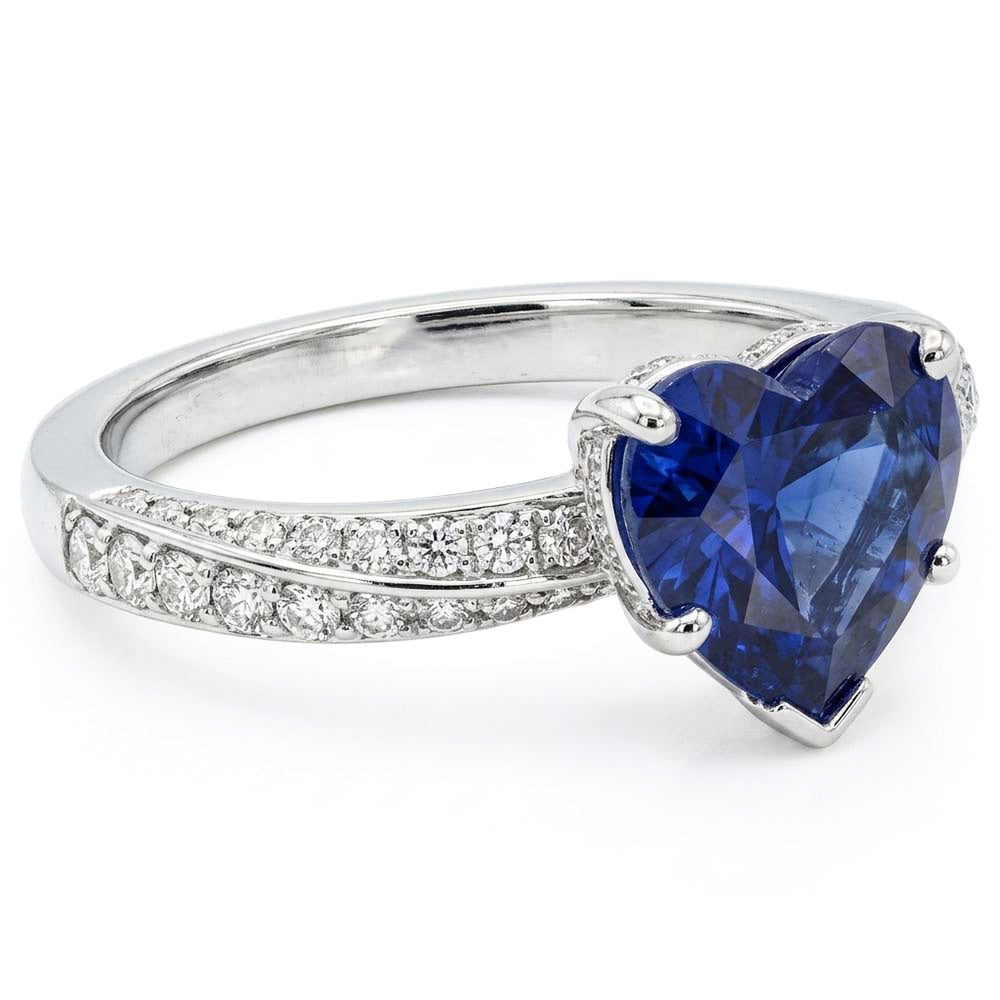 Srilanka Sapphire Gemstone Ring Heart Cut 2.50 Carats Natural Earth Mined Diamond Jewelry