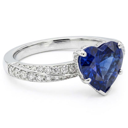Srilanka Sapphire Gemstone Ring Heart Cut 2.50 Carats Natural Earth Mined Diamond Jewelry
