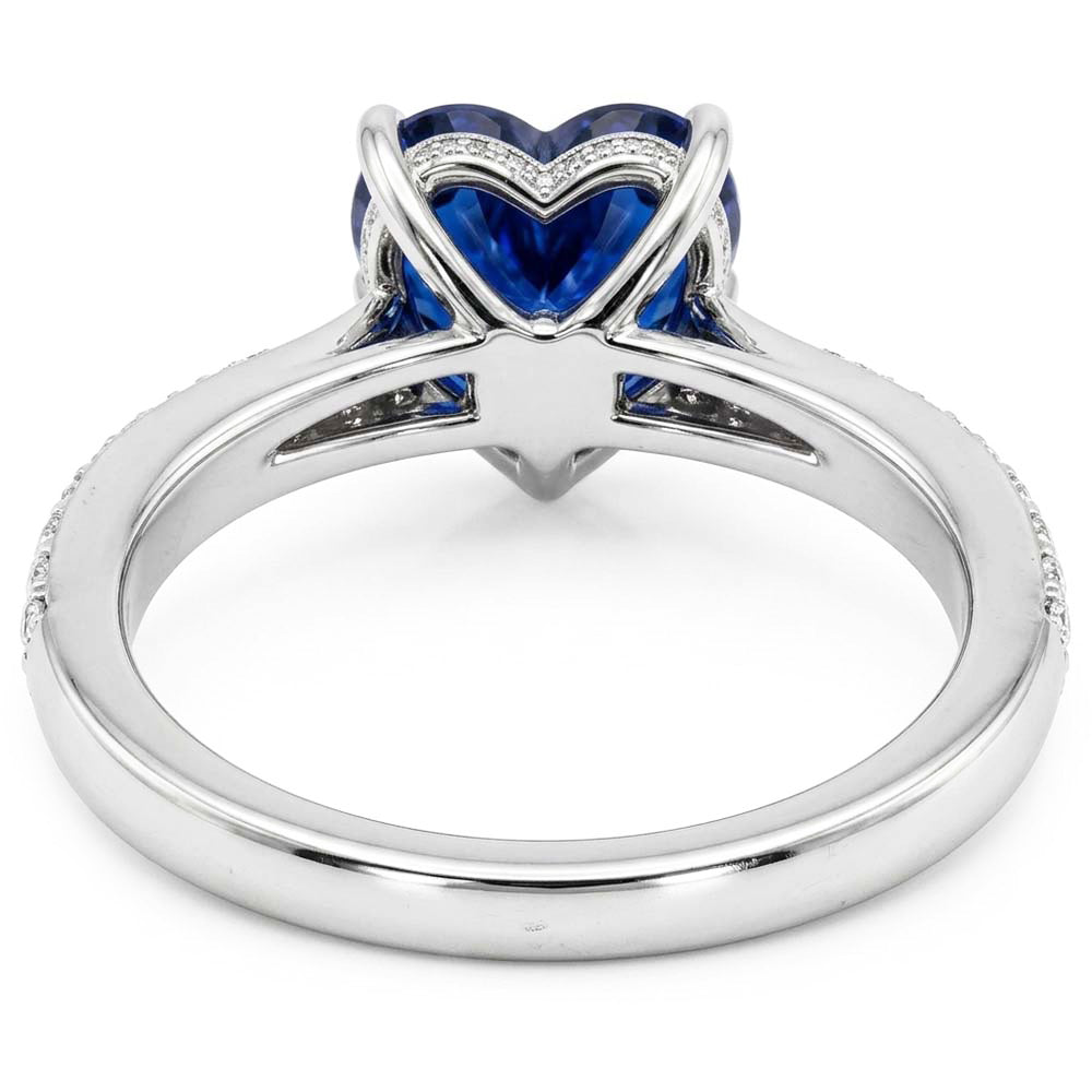 Srilanka Sapphire Gemstone Ring Heart Cut 2.50 Carats Natural Earth Mined Diamond Jewelry