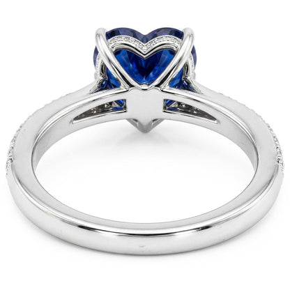 Srilanka Sapphire Gemstone Ring Heart Cut 2.50 Carats Natural Earth Mined Diamond Jewelry
