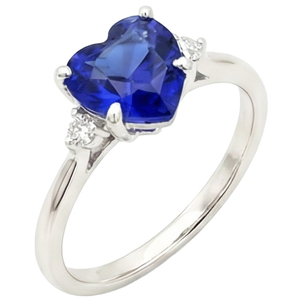 Natural Real ( Not Lab Grown )  Srilanka Sapphire Solitaire Heart Shaped Ring 2 Carats Ladies Jewelry