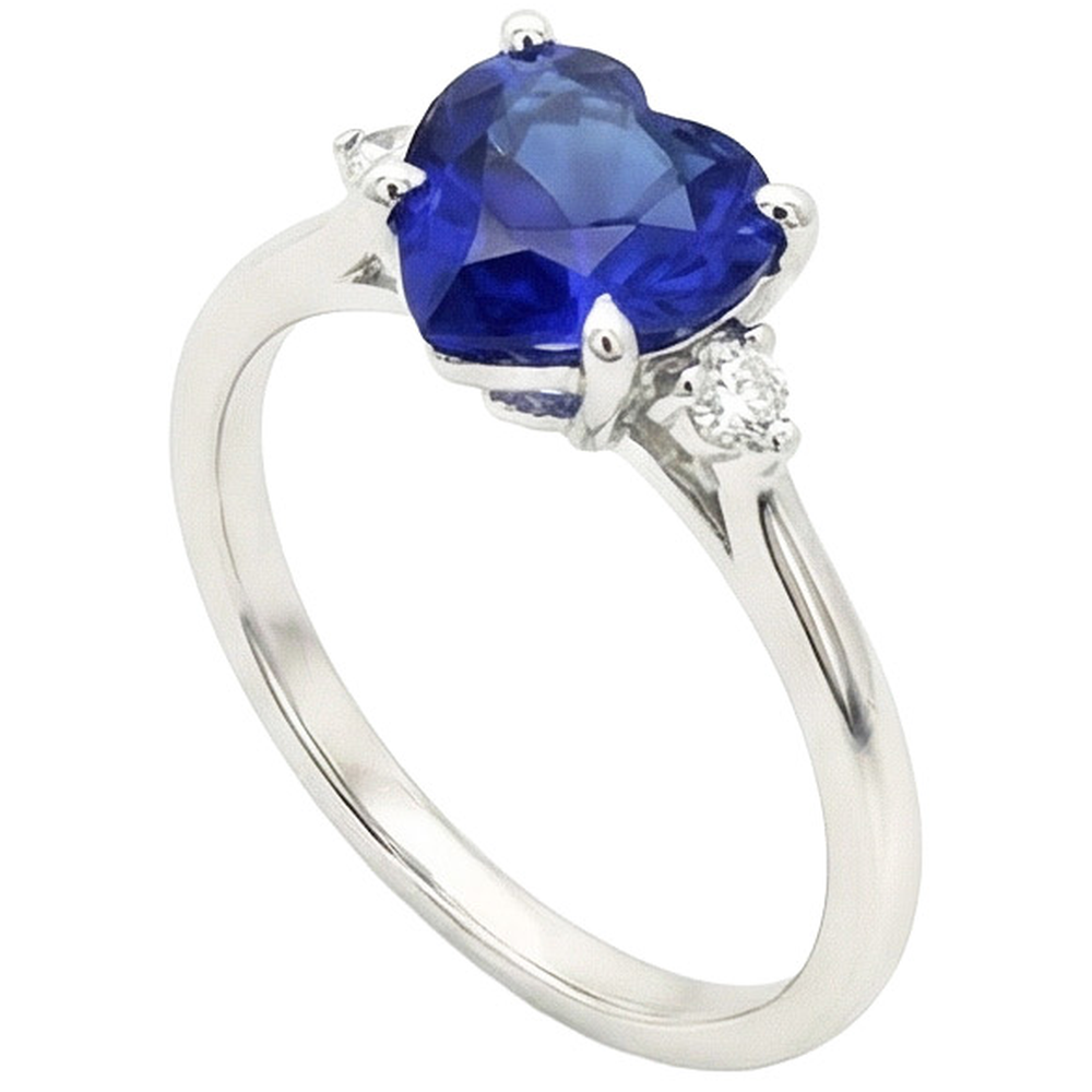 Natural Real ( Not Lab Grown )  Srilanka Sapphire Solitaire Heart Shaped Ring 2 Carats Ladies Jewelry