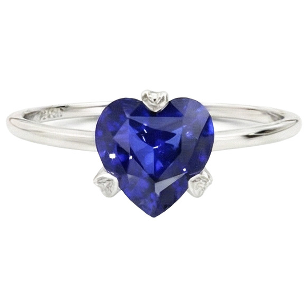 Natural Real ( Not Lab Grown )  Srilanka Sapphire Solitaire Heart Shaped Ring 2 Carats Ladies Jewelry