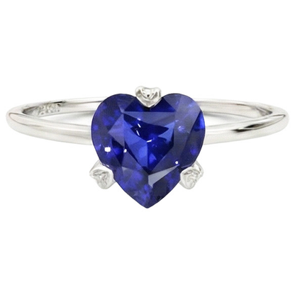 Natural Real ( Not Lab Grown )  Srilanka Sapphire Solitaire Heart Shaped Ring 2 Carats Ladies Jewelry