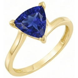 Natural Real ( Not Lab Grown )  Srilanka Sapphire Solitaire Trillion Shaped Ring 1 Carat Yellow Gold