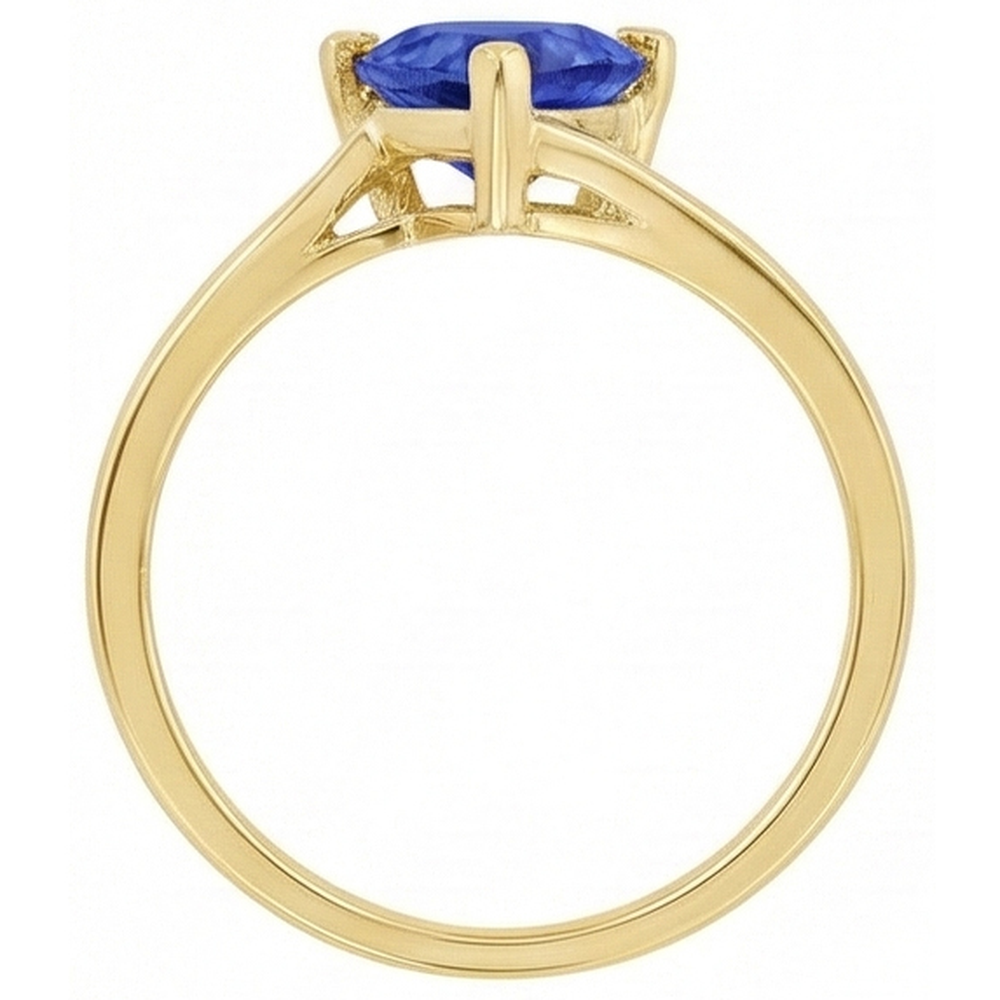 Natural Real ( Not Lab Grown )  Srilanka Sapphire Solitaire Trillion Shaped Ring 1 Carat Yellow Gold